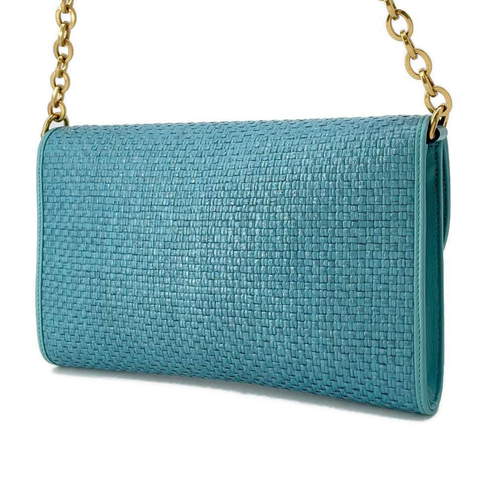 Gucci Chain Shoulder Bag Horsebit Straw Tan Clutch - Picture 2 of 12